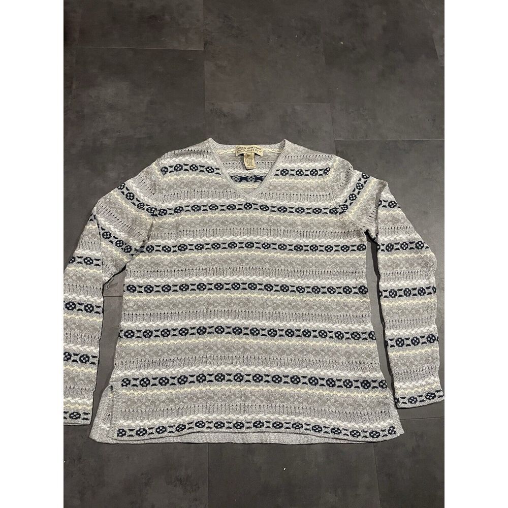 Vtg Jones New York Country M Gray SWEATER Top D-207
